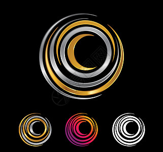 金圆和螺旋符号辉光漩涡插图比率公司金子技术标识艺术曲线图片
