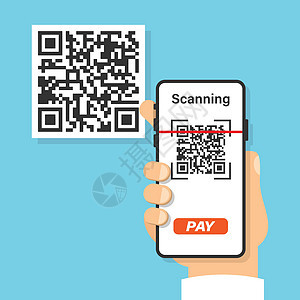 平面样式的 Qr 代码移动支付图标 孤立背景下的在线购物矢量图解 NFC 支付标志业务概念图片