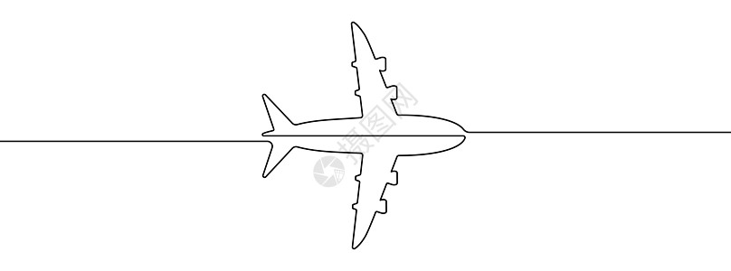 飞机图标的连续线条绘制 飞机连续线图标插图飞机场实线空气客机航空公司喷射航空等高线天空图片