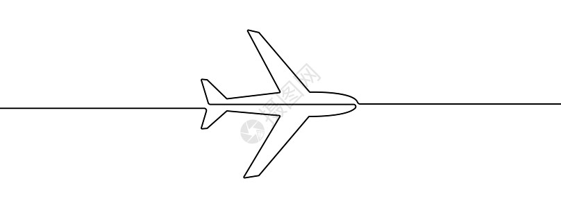 飞机图标的连续线条绘制 飞机连续线图标一条线运输飞机场草图航班实线翅膀客机假期商务图片