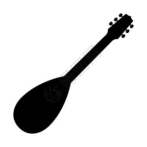 音响吉他图标 吉他黑色轮廓 矢量插图乐器爵士乐乐队脖子木头音乐岩石徽章艺术低音图片