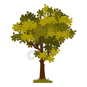 卡通绿树图标地球衬套生长树干森林季节插图生态木头环境背景图片
