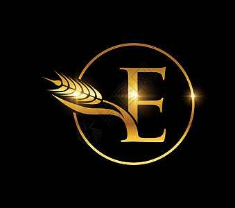 金黄小麦谷物 最初字母E图片