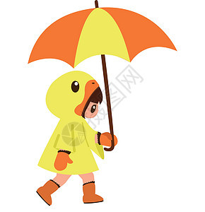 身穿雨衣和持伞的女孩图片