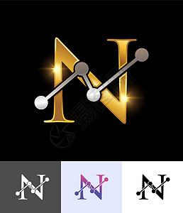 黄金技术金色音模像Logo字母 N图片