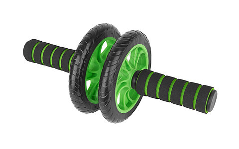 家庭健身运动车轮滚动黑色肌肉火车白色配饰力量绿色健身房腹部图片