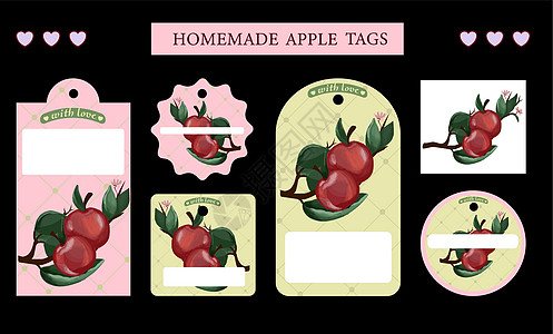 烹饪铭文贴纸 苹果果酱标签 烹饪涂鸦 罐头食品或苹果矢量的烹饪标签 果酱 大师班和咖啡馆的自制标志图片