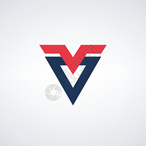 字母 V 三角几何 Logo 模板说明设计 在白色背景中孤立的库存矢量插图图片