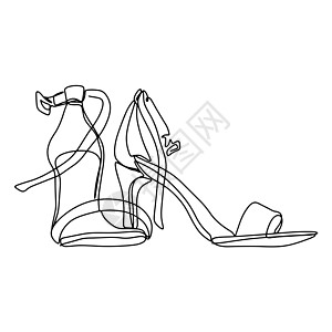 妇女鞋线艺术矢量插图图片