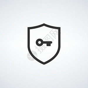 带有关键颜色线图标的盾牌 隐私 保护和安全盾牌矢量轮廓彩色符号 在白色背景上孤立的股票矢量图防御网络保险挂锁数据插图电脑技术警卫图片