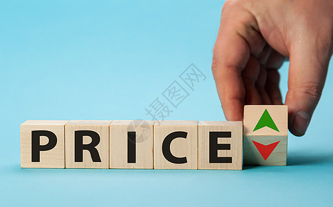 价格涨跌 手用增长和下降价格的符号改变块的位置 价格调节 供需平衡 市场规律 经济学和自由贸易图片