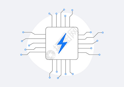 能源行业中的人工智能 AI 概念矢量图标 矢量图和闪电图标和电子电路图片