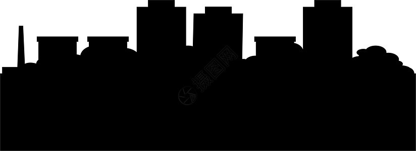 白色背景的黑色城市月光 以黑色显示在白背景上公寓天际办公室房子邻里财产建筑插图艺术首都图片