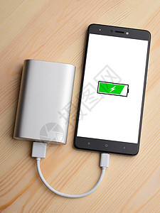 使用闪电的绿色电池说明在充电时已放在移动电话屏幕上 )图片