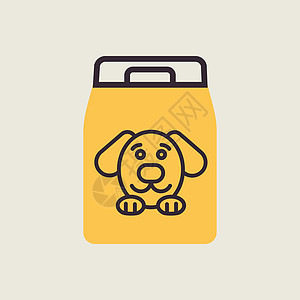 狗食袋矢量孤立图标 动物宠物标志图片