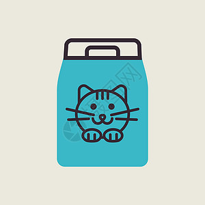 猫食袋矢量图标 宠物动物标志饮食小吃托盘小猫店铺插图卡通片洗手间营养图片