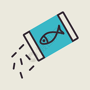 食用鱼类饲料矢量孤立图标动物包装宠物粮食插图金鱼食物水族馆营养图片