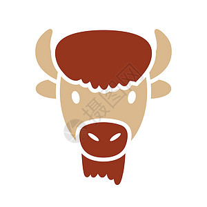 Bison水牛Bison fower ox glyph 图标 动物头矢量插图荒野奶牛农场哺乳动物牛肉危险野生动物力量喇叭图片