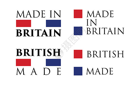 以英国/英国标签制成的简单文本 带有国家颜色的文字排列为横向和纵向图片