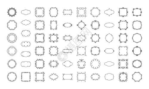 矢量装饰线性框架集 复古框架设计元素 花丝 装饰边框 页面装饰 白色隔离的分隔线标签邀请函婚礼菜单古董书法漩涡分隔器卡片艺术图片