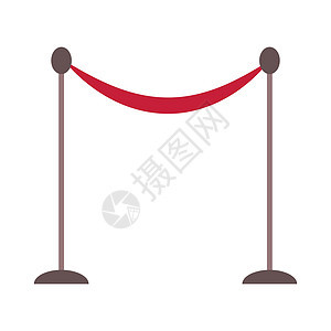 博物馆展览 Stanchion半平板彩色向量物体图片