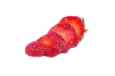 切片草莓绿色蔬菜红色植物种子叶子食物白色水果浆果图片