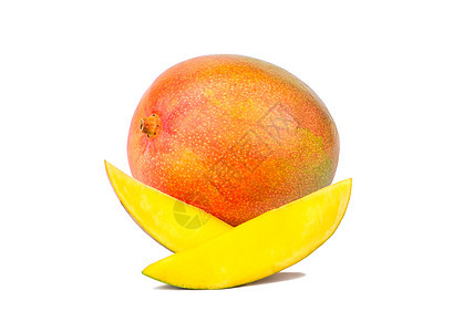 芒果水果和切片食物植物绿色热带黄色白色红色图片