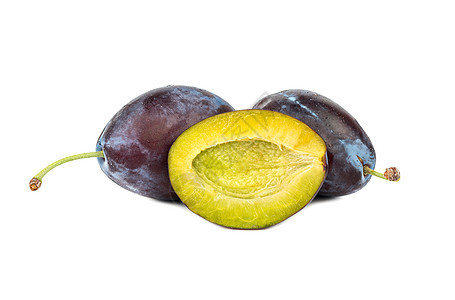 新鲜李子分离紫色甜点健康种子水果食物蓝色浆果团体石头图片