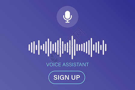 个人语音助理图标 用平板风格 音频波矢量插图 以孤立背景显示 音频识别符号商业概念电话社会声波说话音乐记录机器人玩家消息海浪背景图片