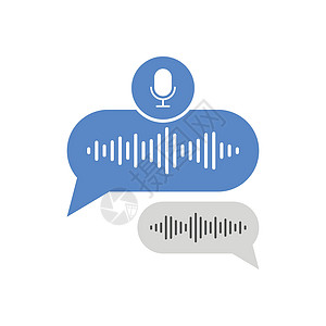平面风格的语音信息气泡图标 在孤立的背景中聊天声波矢量插图 音效符号业务概念消息手机麦克风记录播客电话按钮社会分贝收音机图片