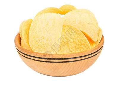碗中的土豆薯片美食小吃饼干盐渍食物脂肪宏观楔子芯片午餐图片
