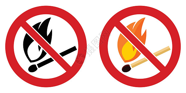 没有燃烧的明火符号 与红圆的火焰相匹配图片