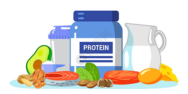 蛋白食物蛋白因病媒说明 氨基酸食品菜单插画