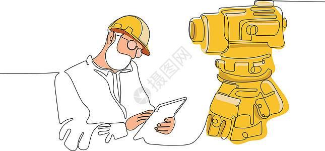 白种工人头戴头盔使用平板电脑一条线职业团队工作领班木工员工手工男性工匠背景图片