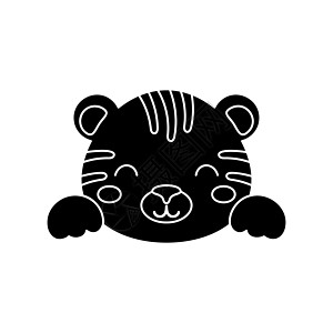 可爱的斯堪的纳维亚虎头 儿童 T 恤 服装 幼儿园装饰 贺卡 邀请函 海报 室内装饰的动物脸 矢量股票图图片