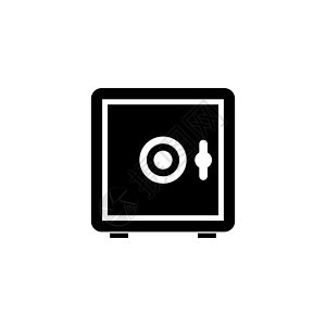 金属银行保险箱 用于省钱的保险箱 平面矢量图标说明 白色背景上的简单黑色符号 金属银行保险箱 用于 web 和移动 UI 元素的图片