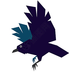 一种鸟类物种的多姿多彩的微小例子插图绘画翅膀乌鸦动物黑色羽毛义者背景