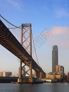 湾桥和旧金山市风景城市艺术码头景观靛青运输交通摩天大楼墙纸地标图片