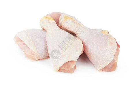 鸡腿孤立白色大腿皮肤家禽厨房美食营养食物屠夫烹饪图片