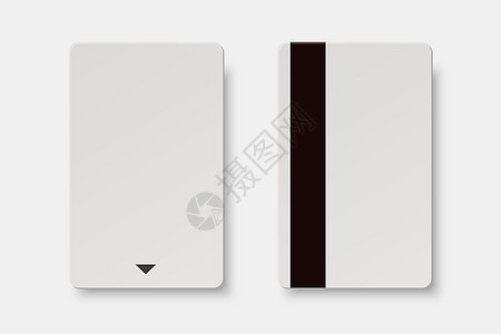 矢量 3d 逼真空白白色客房标准塑料钥匙卡与磁条隔离 用于样机 品牌的酒店房间塑料钥匙卡设计模板 正面和背面视图图片