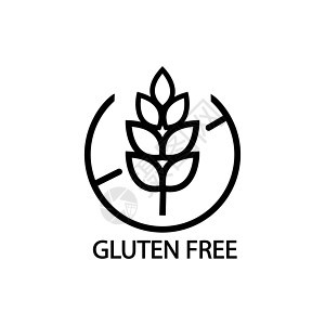 Gluten 免费食物过敏食品产品饮食标签为应用程序和网站的平板矢量图标图片