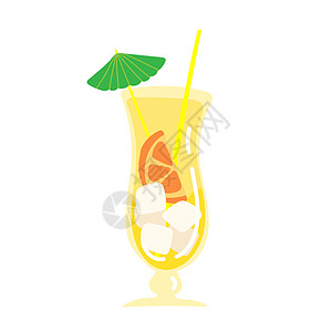 鸡尾酒图标 带有饮料图标的鸡尾酒杯 带伞的夏日饮品果汁插图玻璃餐厅网络水果食物液体卡通片菜单图片