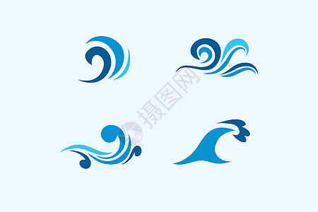 波浪海水设计标志 简单元素 矢量插图框架身份波纹海洋漩涡冲浪公司标识商业地平线图片