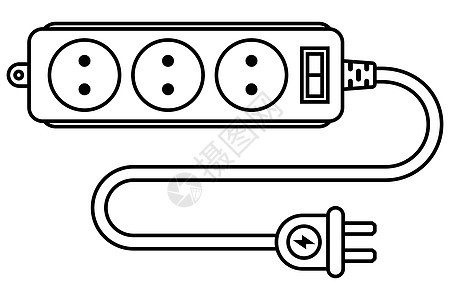 线条上的套接字图标 电器的扩展带图片