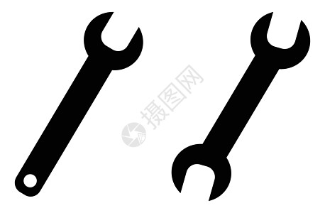 简单扳手( spanner) 键工具符号 打开结尾和单向版本图标图片