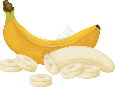 香蕉 香蕉的形象 香蕉去皮切块 热带水果 素食产品 向量收藏小吃饮食卡通片甜点插图健康营养食物团体图片