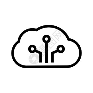 云端服务器图标 连接到云层 矢量图片