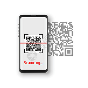 平面样式的 Qr 代码扫描图标 手机扫描矢量插图在孤立的背景下 条形码阅读器标志业务概念扫描器酒吧银行卡片条码产品手臂手指读者细图片