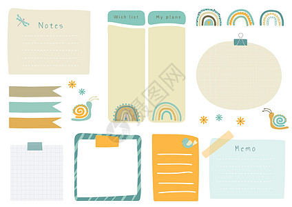 可打印规划器模板教育日记孩子彩虹时间表插图学校记事本床单笔记图片