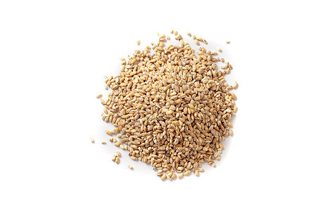 白色背景的一帮大麦孤立 健康的古老谷物食品图片